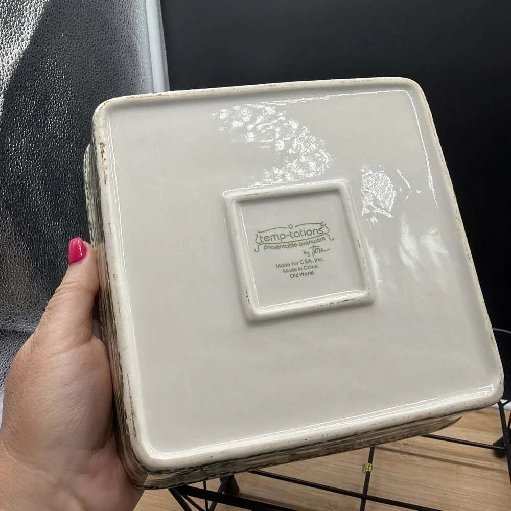 Temp-tations Ovenware by Tara Old World Green 1 qt Casserole Pan Lid Rack